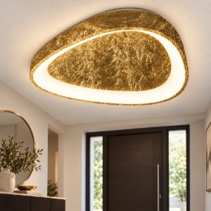 Plafoniera led 48w cct 3000k 4000k moderna plettro foglia oro