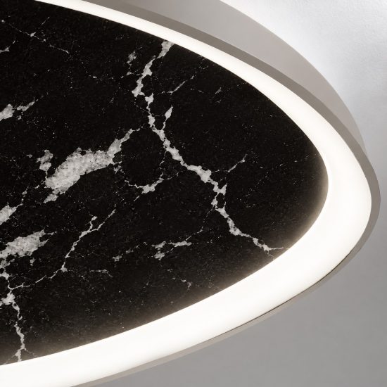 Plafoniera moderna plettro marmo nero led 48w cct 3000k 4000k 65cm