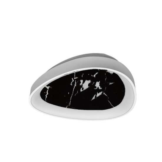 Plafoniera moderna plettro marmo nero led 48w cct 3000k 4000k 65cm