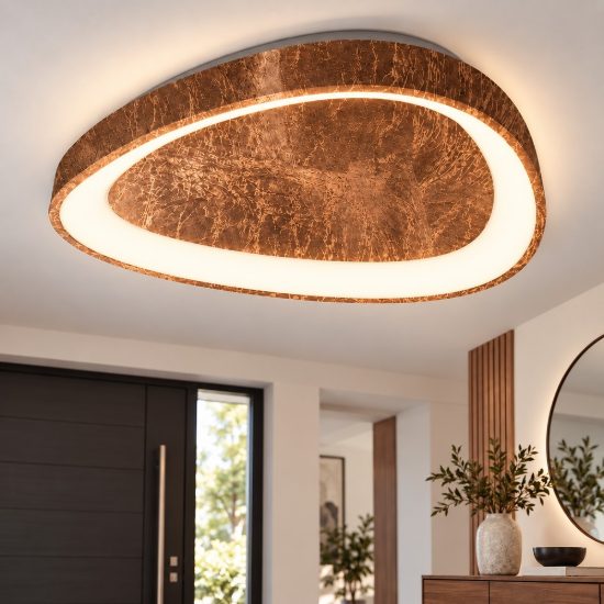 Plafoniera led 48w cct 3000k 4000k moderna plettro foglia rame 65cm