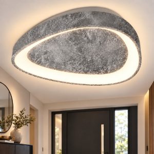Plafoniera moderna plettro foglia argento led 48w cct 3000k 4000k