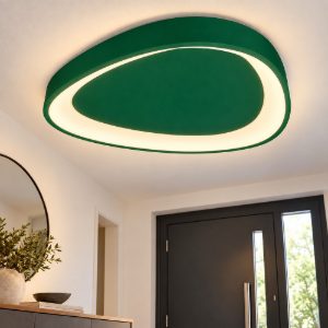 Plafoniera moderna plettro verde bosco led 48w cct 3000k 4000k 65cm