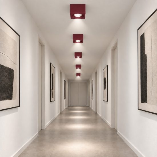 Faretto moderno quadrato bordeaux da soffitto led 10w 3000k