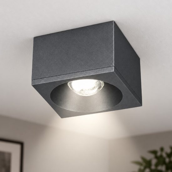 Faretto moderno quadrato antracite da soffitto led 10w 3000k