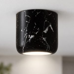 Faretto moderno da soffitto per bagno marmo nero tondo led 10w cct 3000k 4000k ip44