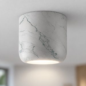 Faretto moderno da soffitto tondo effetto marmo bianco led 10w cct 3000k 4000k ip44