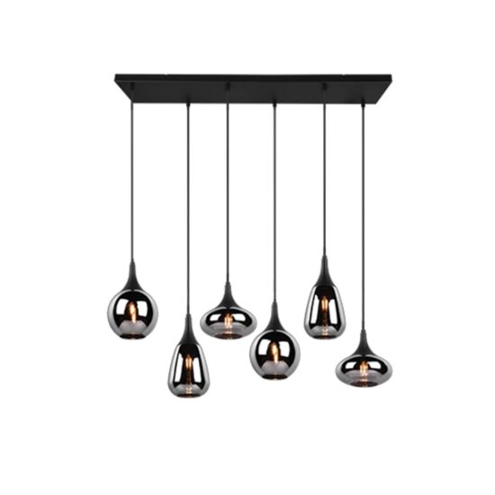 Lampadario per tavolo da pranzo nero vetro 6 luci