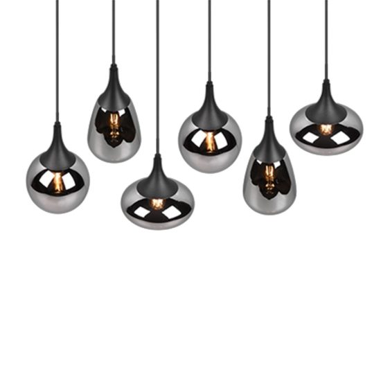 Lampadario per tavolo da pranzo nero vetro 6 luci