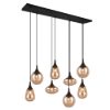 Lampadario per tavolo da pranzo rettangolare nero opaco vetro 8 luci