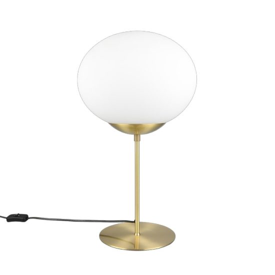 Lampada da tavolo contemporanea sfera ottone satinato vetro