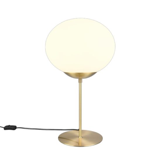 Lampada da tavolo contemporanea sfera ottone satinato vetro