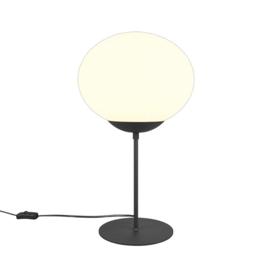 Lampada da tavolo nera per soggiorno moderno sfera vetro opaco
