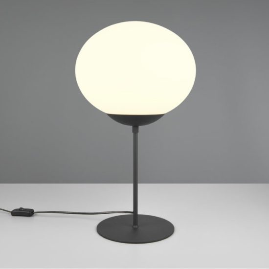 Lampada da tavolo nera per soggiorno moderno sfera vetro opaco