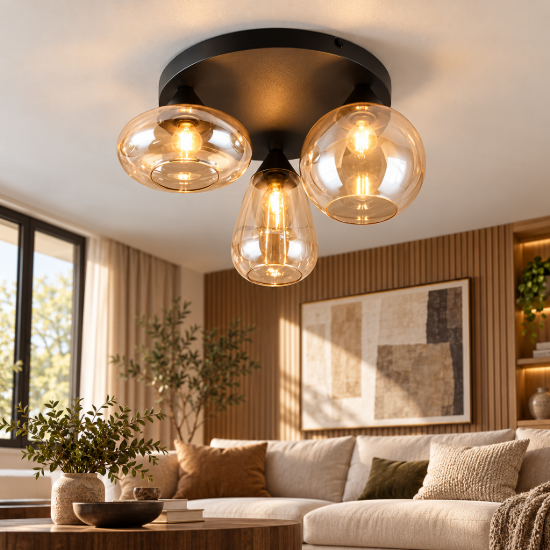 Plafoniera led 4w 2700k nero opaco vetro 50cm