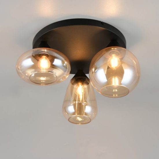 Plafoniera led 4w 2700k nero opaco vetro 50cm