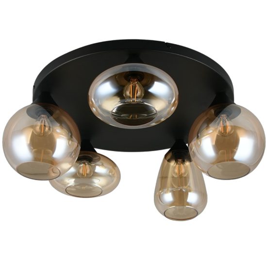 Plafoniera  moderna 5 luci nero opaco 64cm