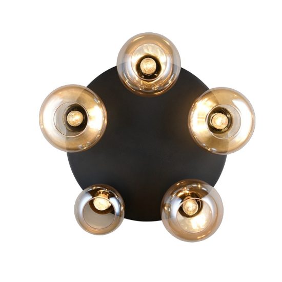 Plafoniera  moderna 5 luci nero opaco 64cm