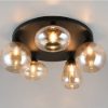 Plafoniera  moderna 5 luci nero opaco 64cm