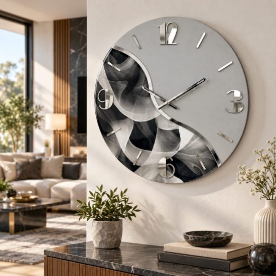 Orologio da parete rotondo 50cm resina effetto marmorizzato moderno fp