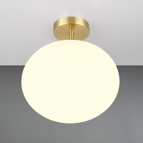 Plafoniera moderna sfera ottone satinato vetro 30cm