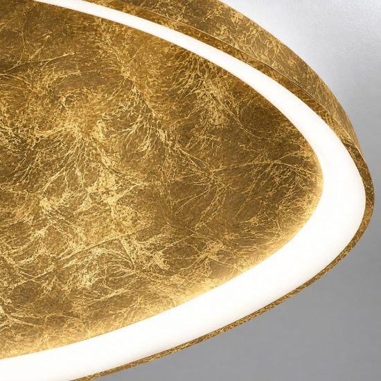 Plafoniera led 60w cct 3000k 4000k moderno plettro foglia oro 80cm