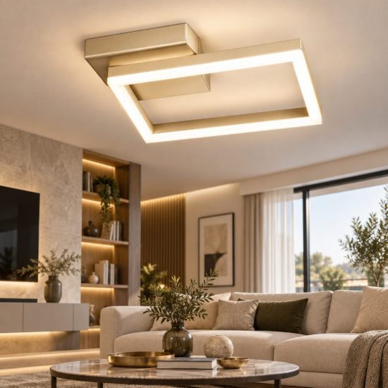 Fabas bard plafoniera led 22w per ingresso oro opaco quadrata dimmerabile