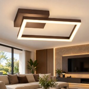 Fabas bard plafoniera moderna quadrata corten led 22w 3000k dimmerabile