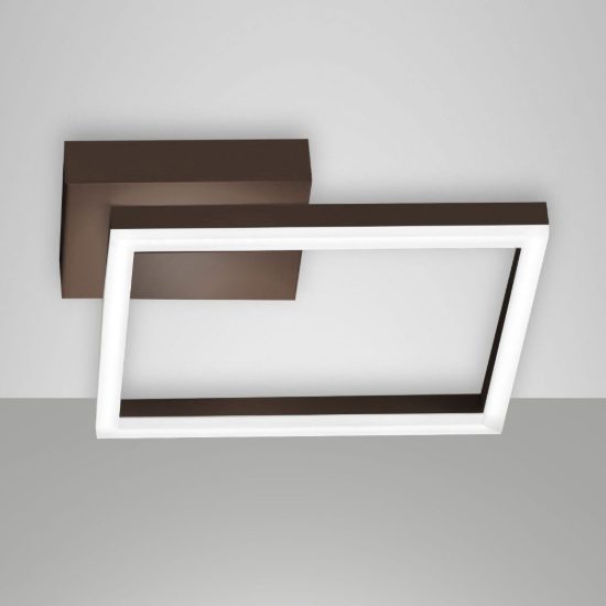 Fabas bard plafoniera moderna quadrata corten led 22w 3000k dimmerabile