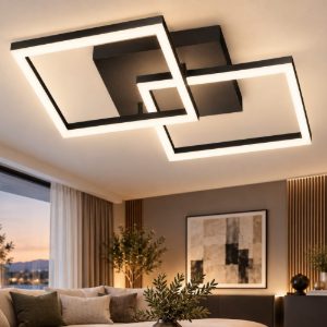 Fabas bard plafoniera moderna quadrata nera led 39w 3000k dimmerabile