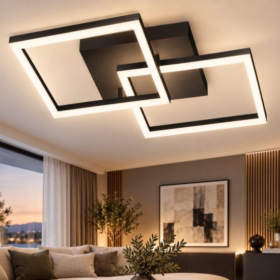 Fabas bard plafoniera moderna quadrata nera led 39w 3000k dimmerabile