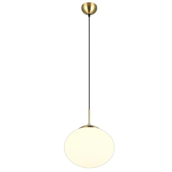 Lampada a sospensione sferica ottone satinato vetro