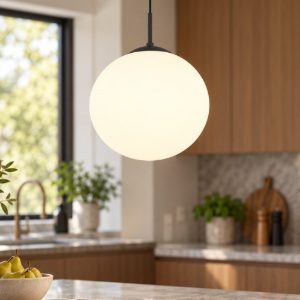 Lampada sfera nero opaco vetro a sospensione per soggiorno