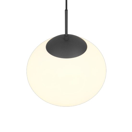 Lampada sfera nero opaco vetro a sospensione per soggiorno