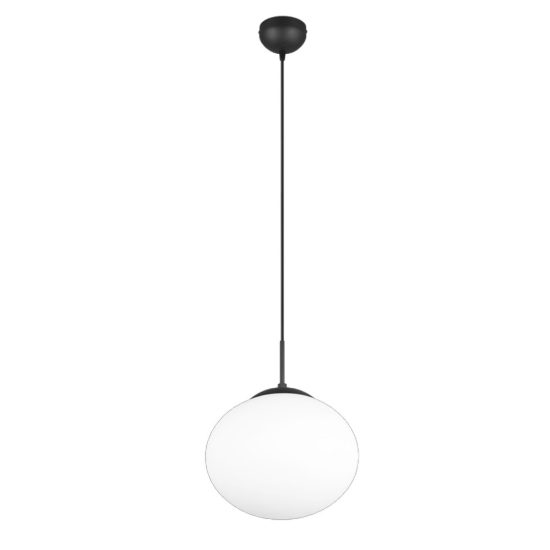 Lampada sfera nero opaco vetro a sospensione per soggiorno