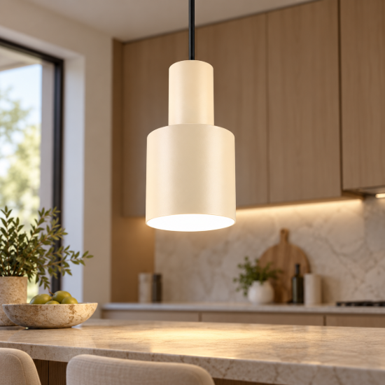 Lampada a sospensione beige per penisola cucina