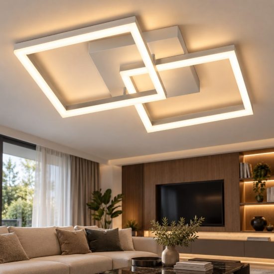 Plafoniera led 39w quadrati antracite dimmerabile design moderna