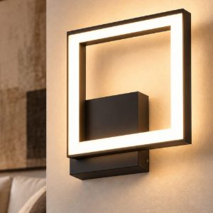 Fabas bard applique per scale moderna quadrata nero led 11w 3000k dimmerabile