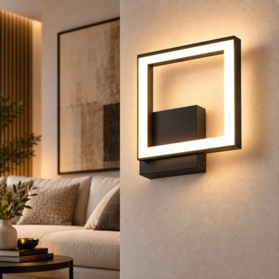 Fabas bard applique per scale moderna quadrata nero led 11w 3000k dimmerabile