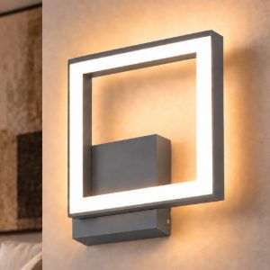 Fabas luce bard applique moderna quadrata antracite led 11w 3000k dimmerabile 10cm