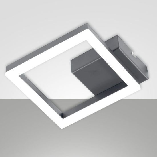 Fabas luce bard applique moderna quadrata antracite led 11w 3000k dimmerabile 10cm