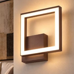 Fabas bard applique moderna quadrata corten led 11w 3000k dimmerabile