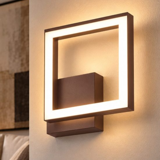 Fabas bard applique moderna quadrata corten led 11w 3000k dimmerabile