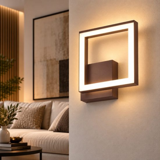 Fabas bard applique moderna quadrata corten led 11w 3000k dimmerabile