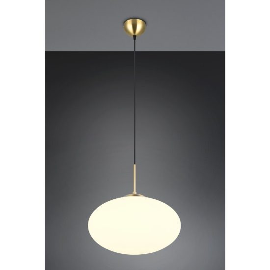 Lampadario per salotto moderno sfera vetro ovale ottone satinato