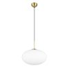 Lampadario per salotto moderno sfera vetro ovale ottone satinato