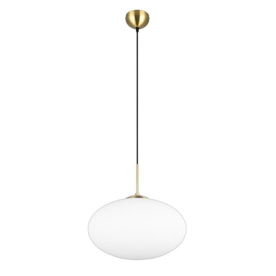 Lampadario per salotto moderno sfera vetro ovale ottone satinato
