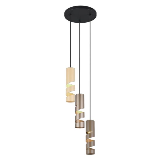 Lampadario moderno per soggiorno cilindrico multicolor 3 luci