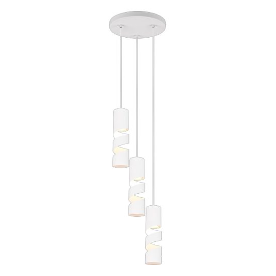Lampadario per tavolo da pranzo cilindrico bianco satinato 3 luci
