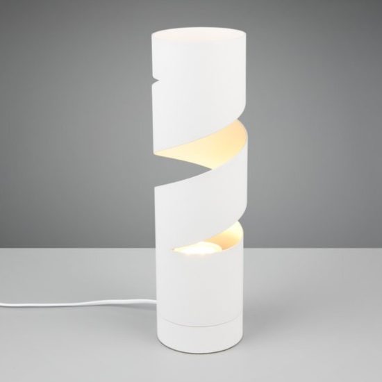 Lampada da tavolo design cilindrica bianco satinato