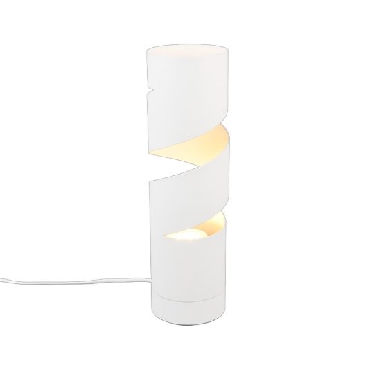Lampada da tavolo design cilindrica bianco satinato